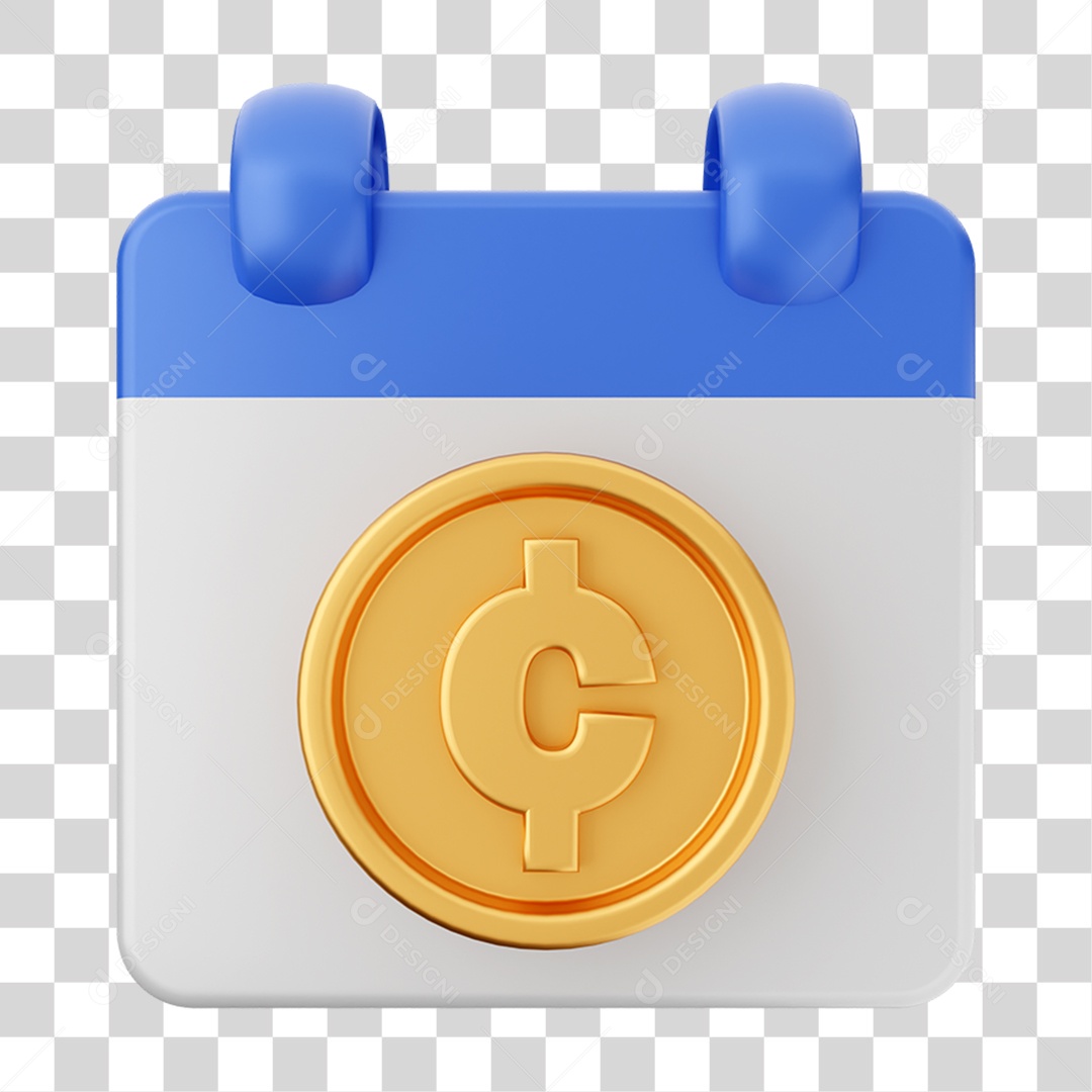 Elemento 3D Calendário Moeda Virtual Composição PNG Transparente