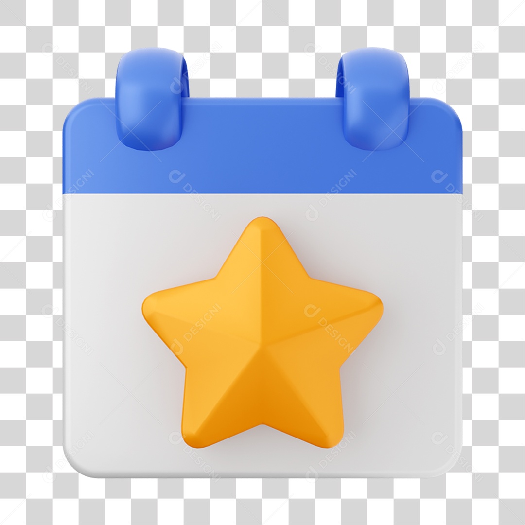 Elemento 3D Calendário Estrela Composição PNG Transparente