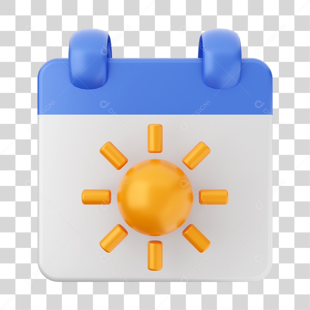 Elemento 3D Calendário Sol Composição PNG Transparente