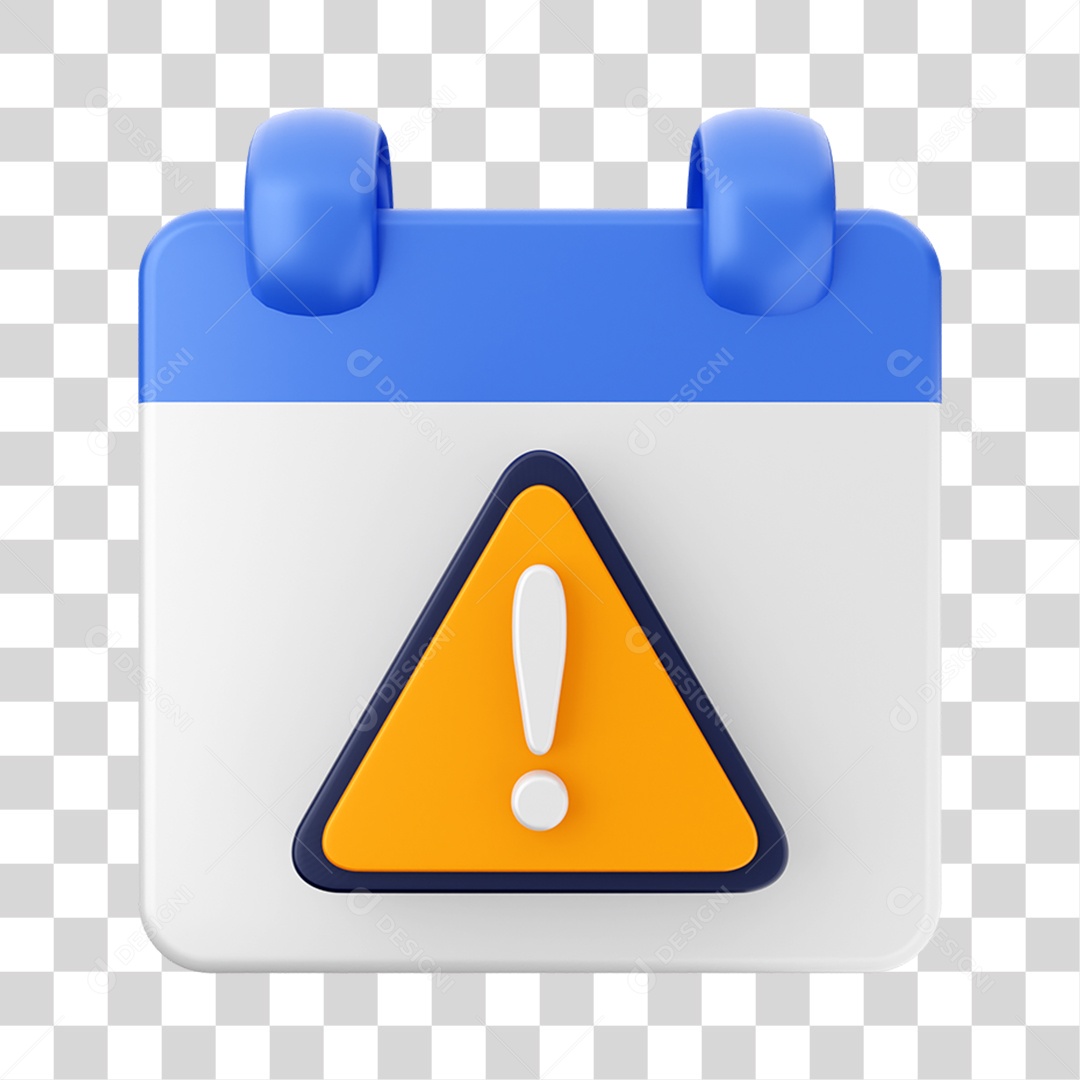 Elemento 3D Calendário Sinal de Alerta Composição PNG Transparente