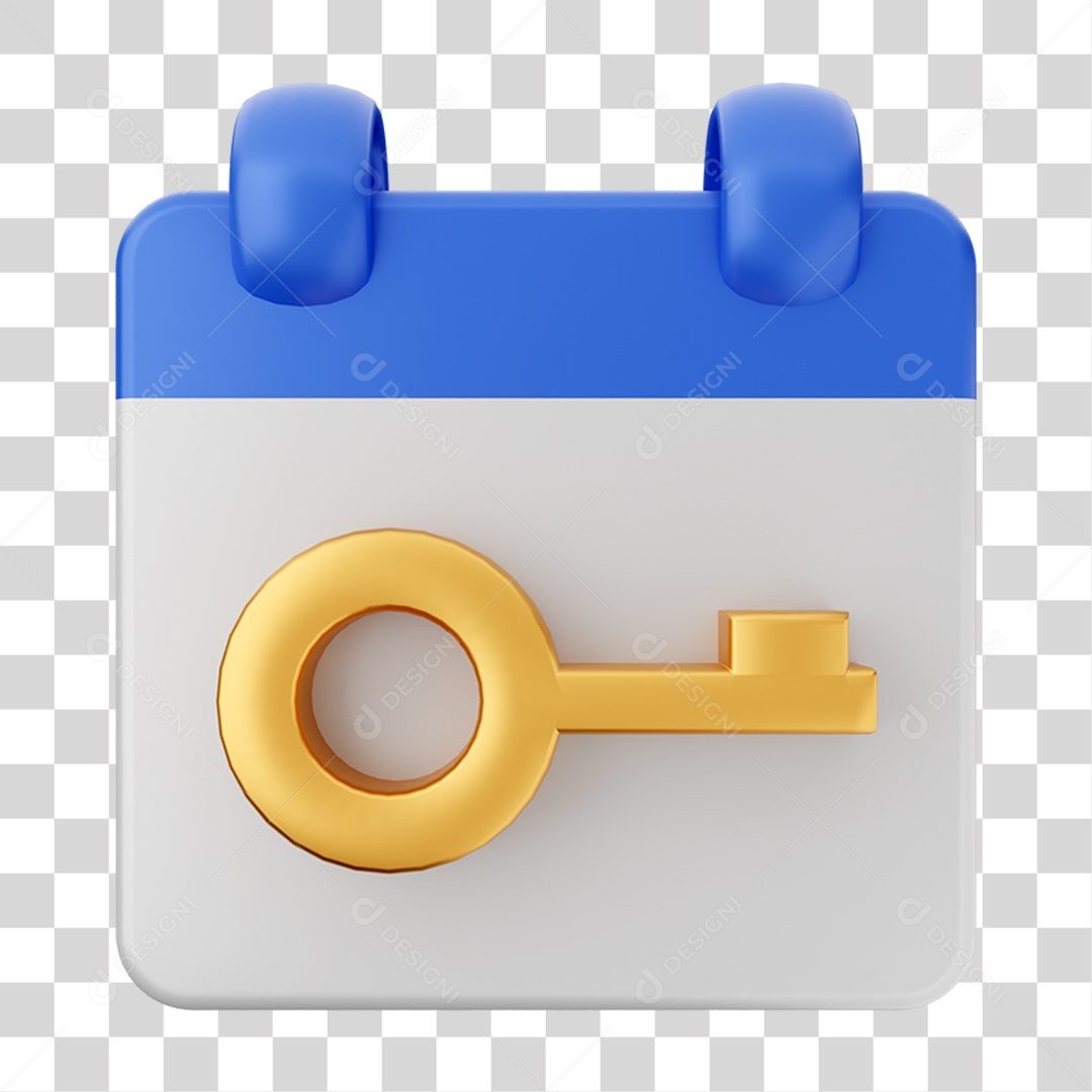 Elemento 3D Calendário Chave Composição PNG Transparente