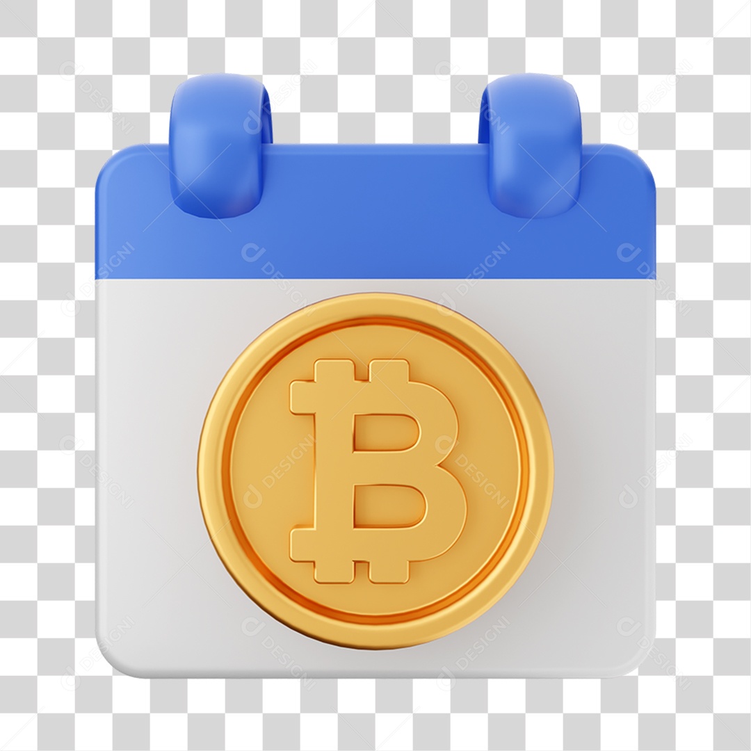 Elemento 3D Calendário Moeda Virtual Composição PNG Transparente