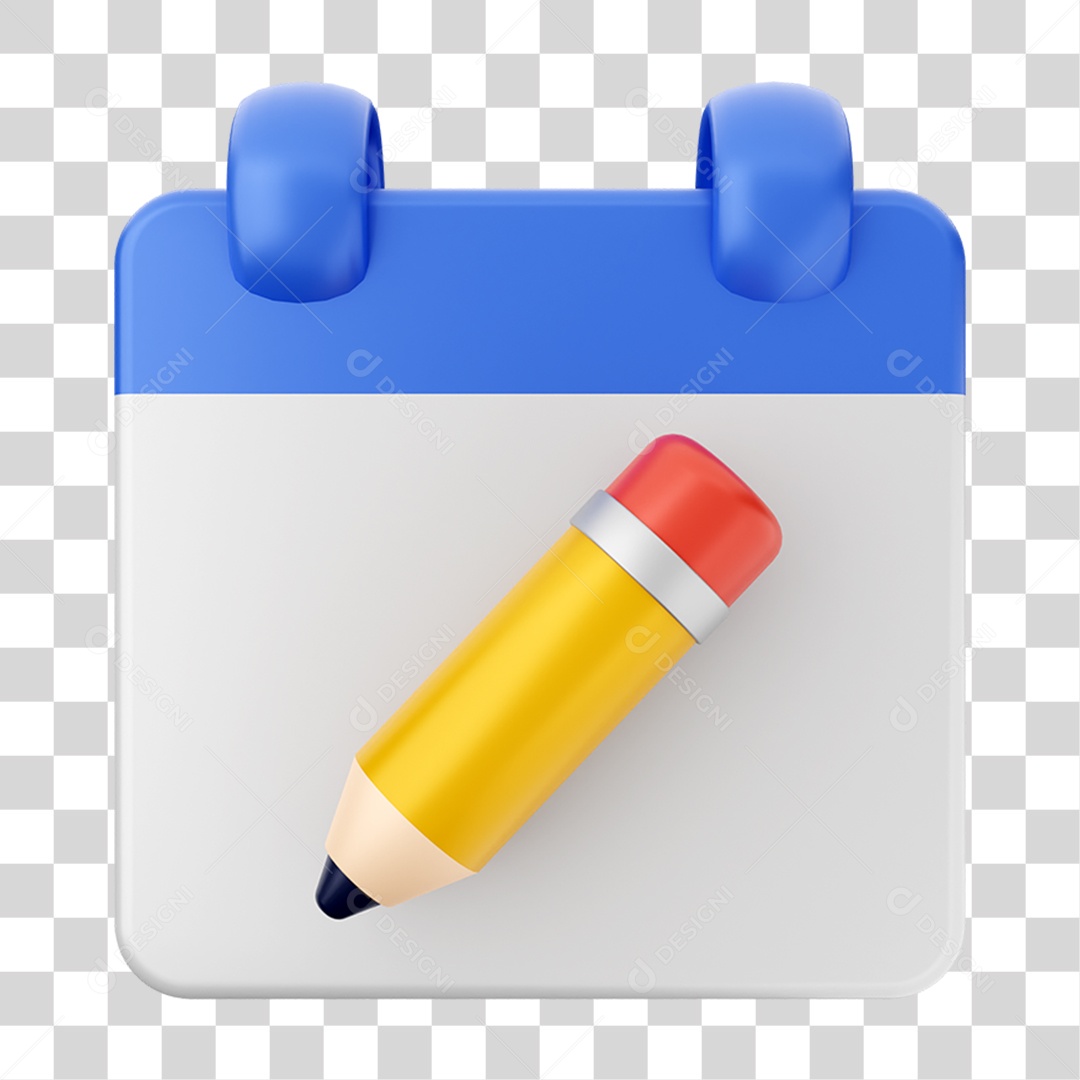 Elemento 3D Calendário Lápis Composição PNG Transparente