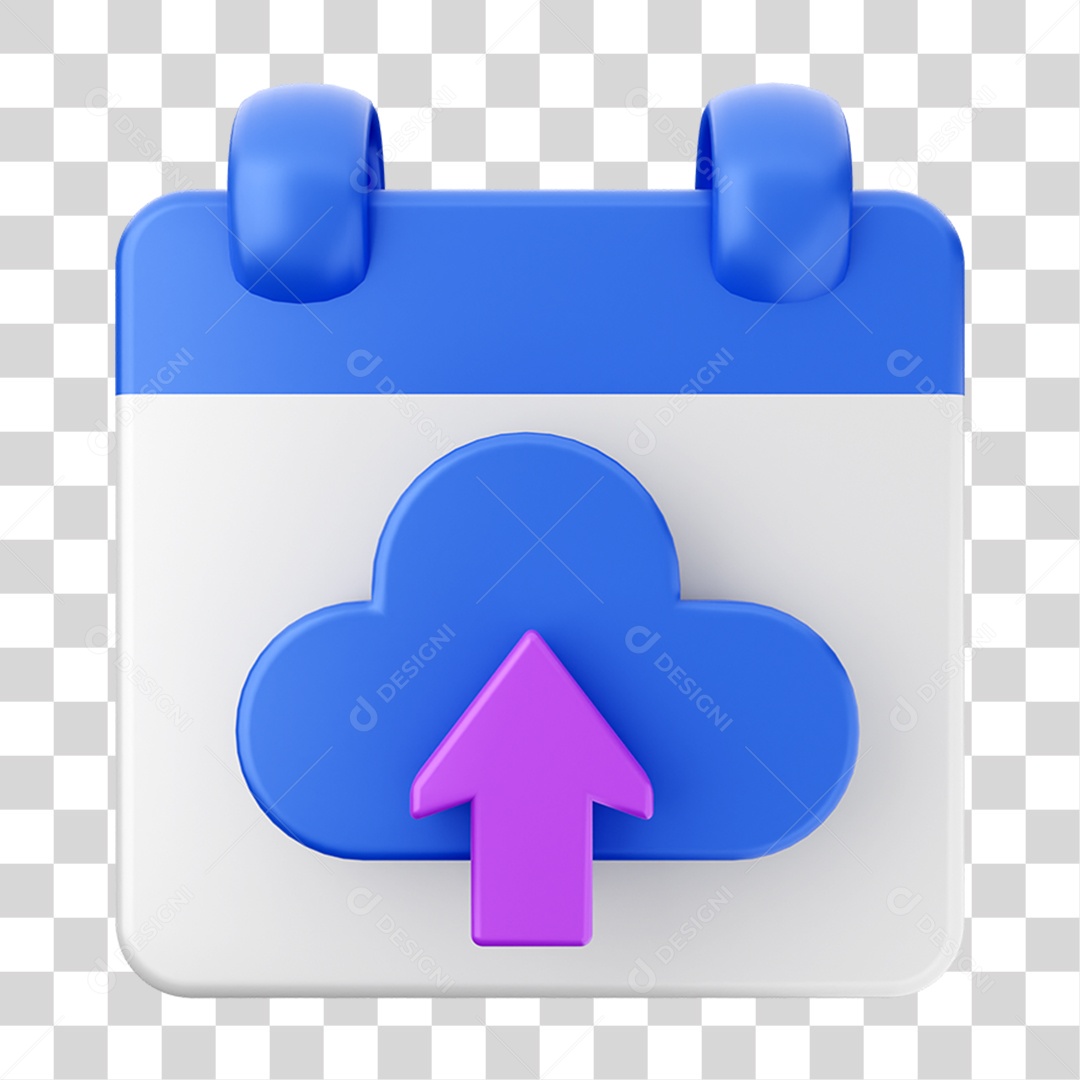 Elemento 3D Calendário Nuvem Composição PNG Transparente