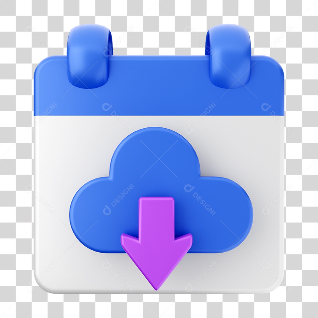 Elemento 3D Calendário Nuvem Composição PNG Transparente
