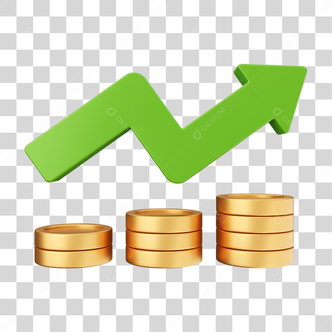Elemento 3D Gráficos Positivos para  Moeda Virtual PNG Transparente