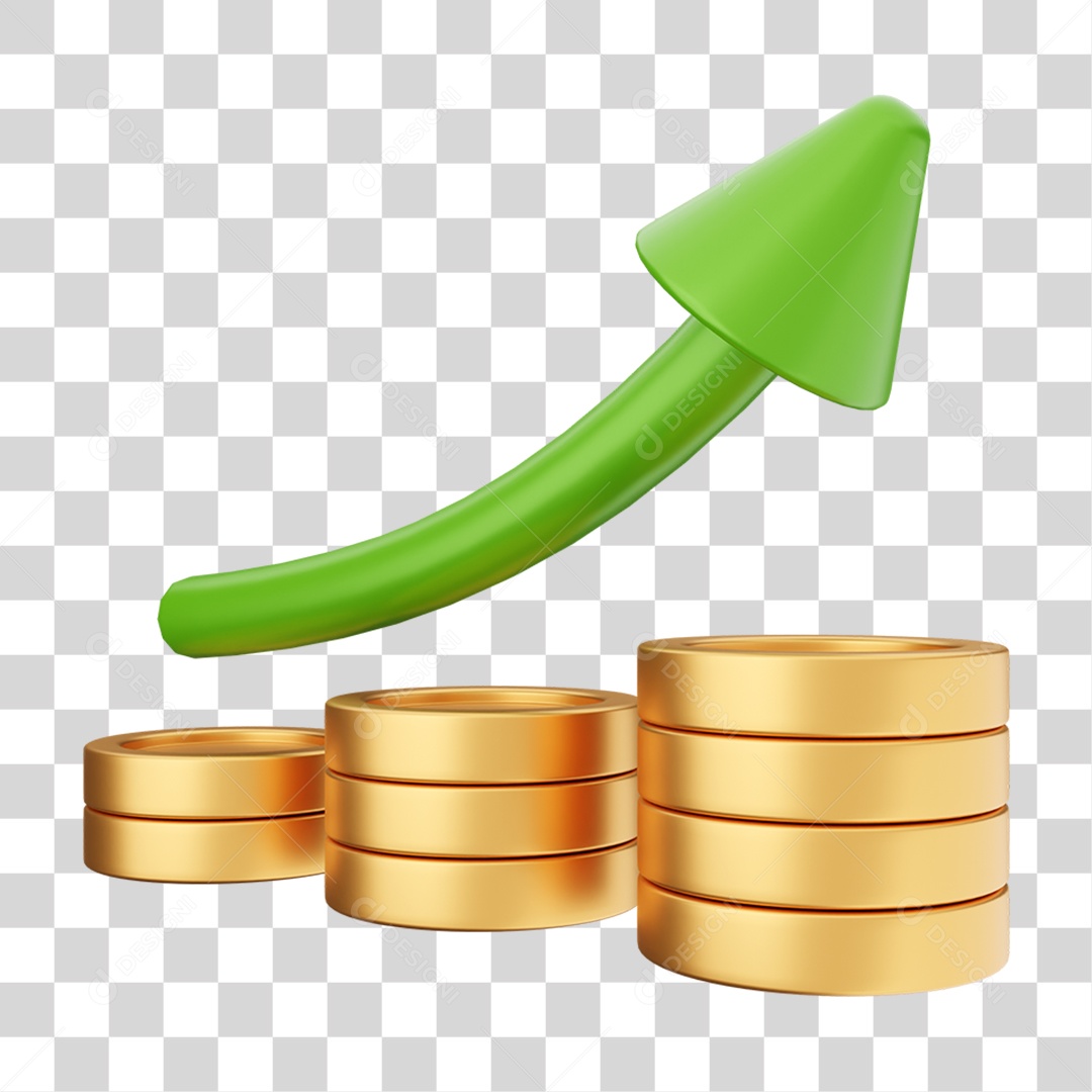 Elemento 3D Gráficos Positivos para  Moeda Virtual PNG Transparente