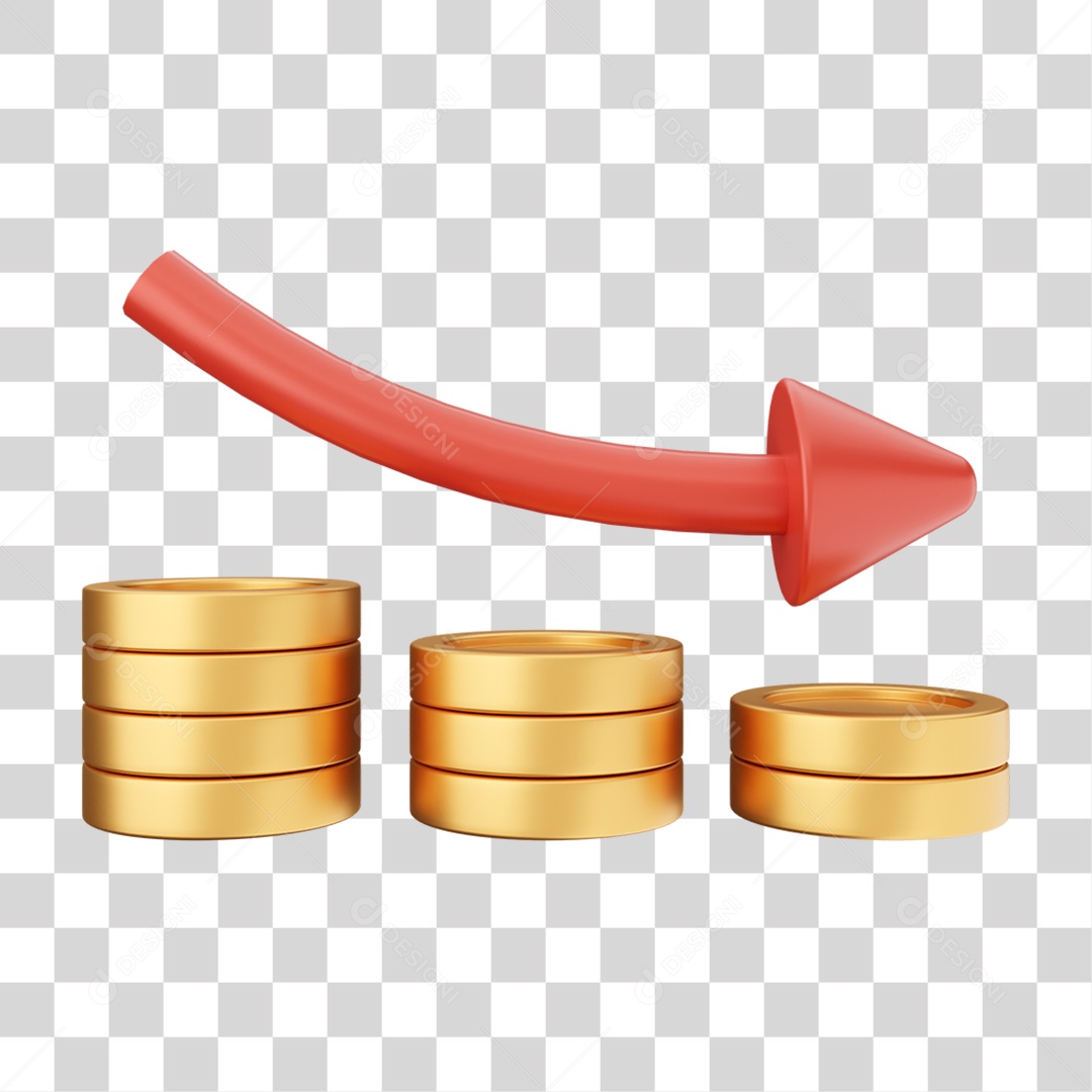 Elemento 3D Gráficos Negativos para Moeda Virtual PNG Transparente