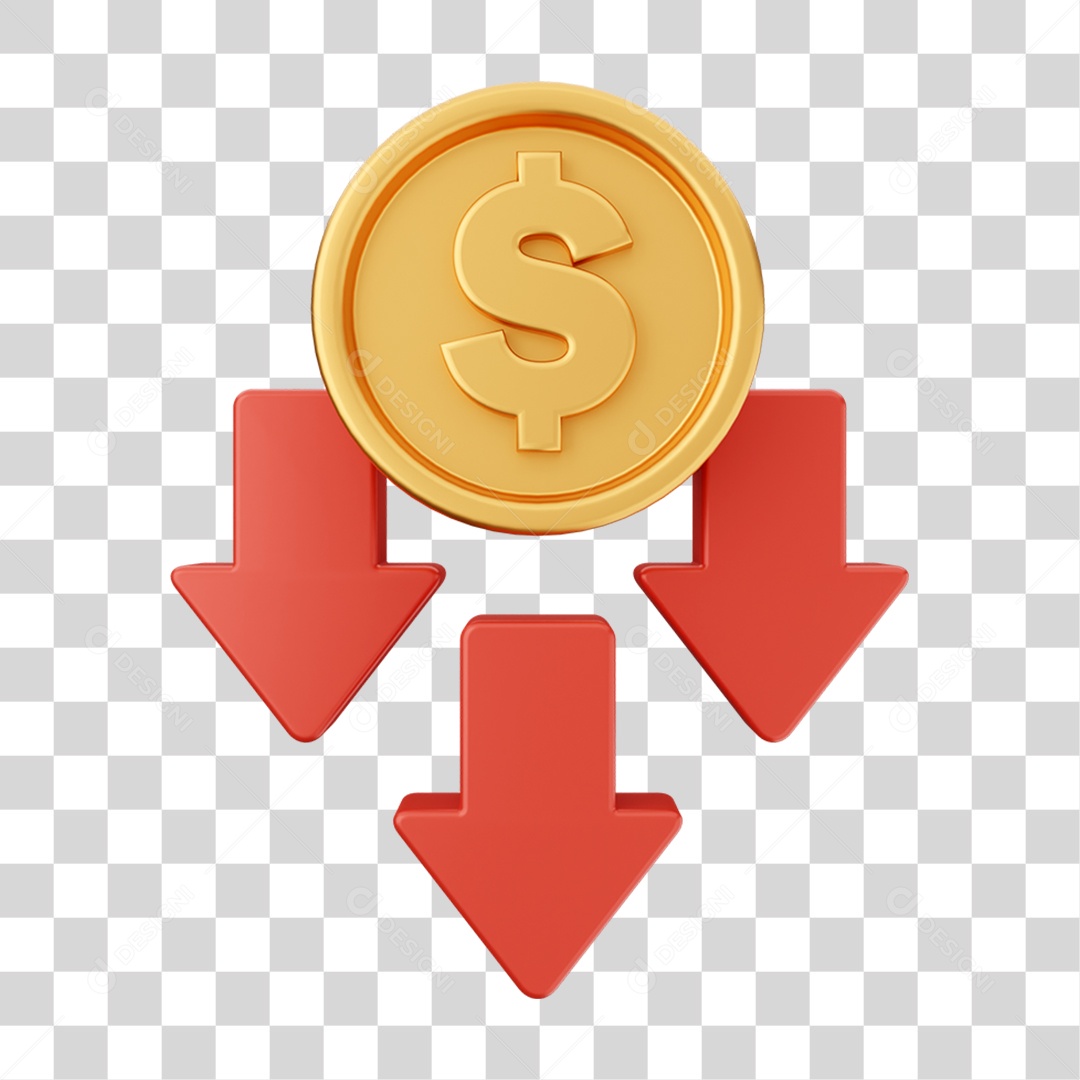 Elemento 3D Gráficos Negativos para Moeda Virtual PNG Transparente