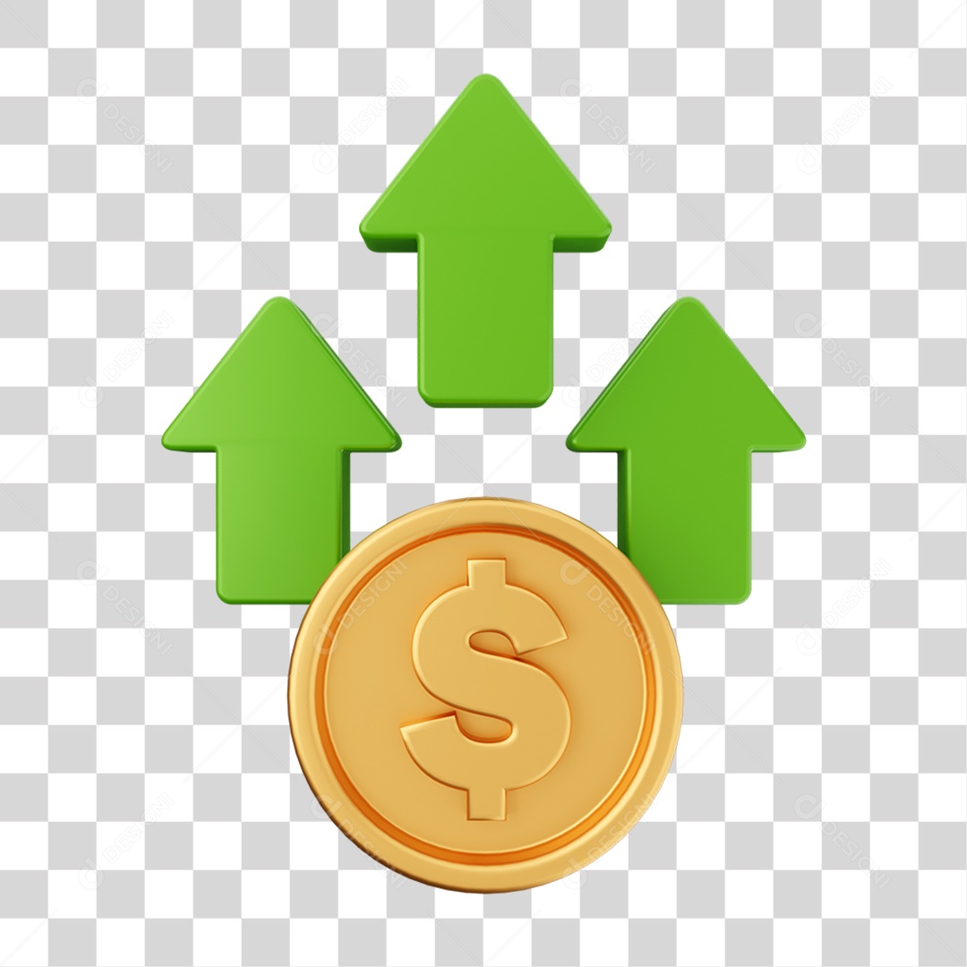 Elemento 3D Gráficos Positivos para  Moeda Virtual PNG Transparente