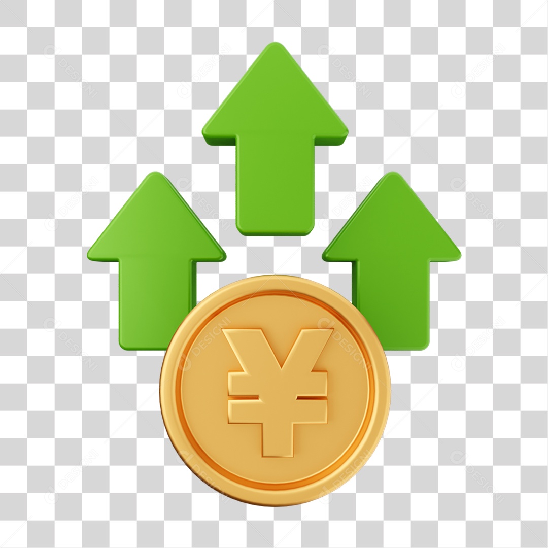 Elemento 3D Gráficos Positivos para  Moeda Virtual PNG Transparente