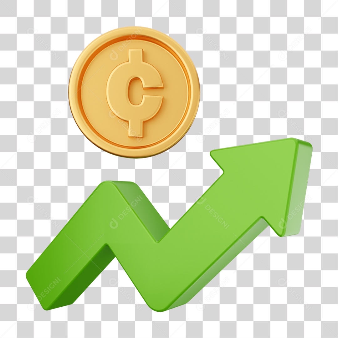 Elemento 3D Gráficos Positivos para  Moeda Virtual PNG Transparente