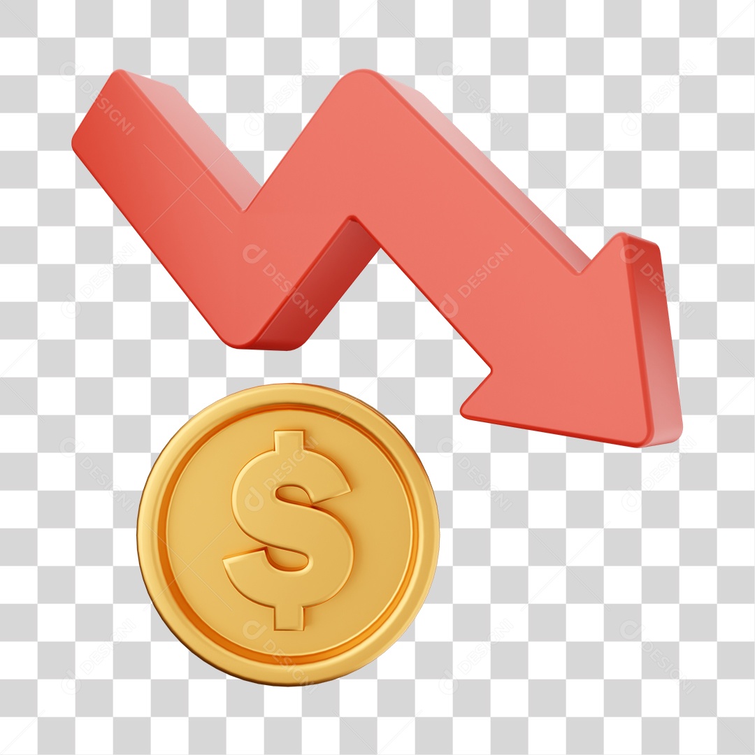 Elemento 3D Gráficos Negativos para Moeda Virtual PNG Transparente