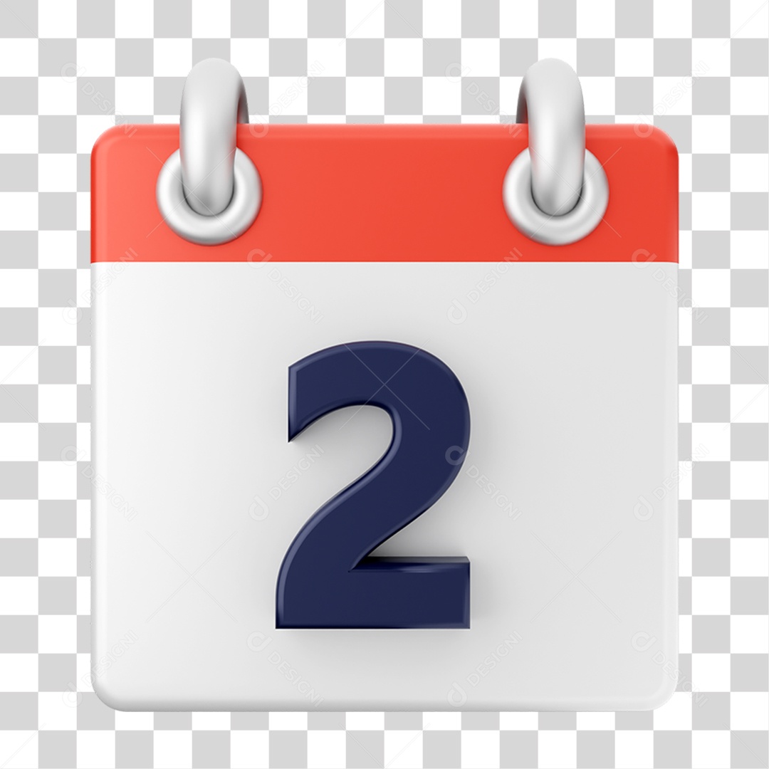 Elemento 3D Calendário 2 para Composição PNG Transparente