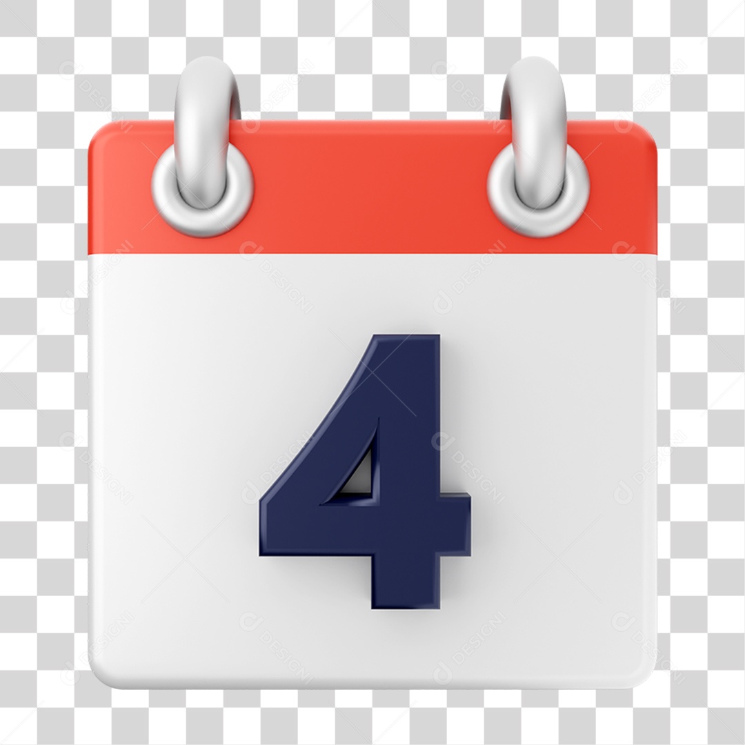 Elemento 3D Calendário 4 para Composição PNG Transparente
