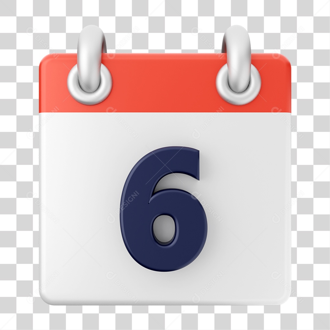 Elemento 3D Calendário 6 para Composição PNG Transparente