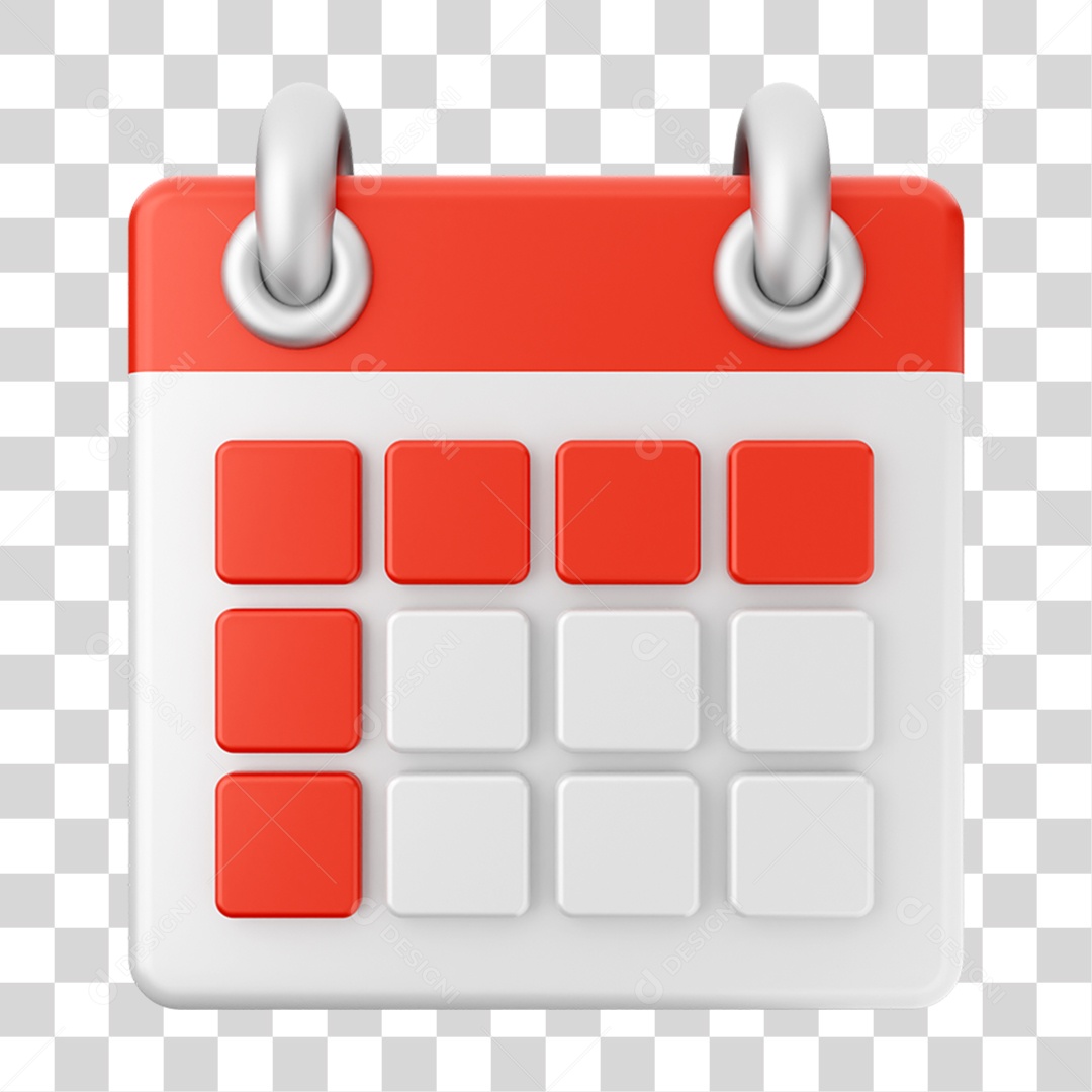 Elemento 3D Calendário para Composição PNG Transparente
