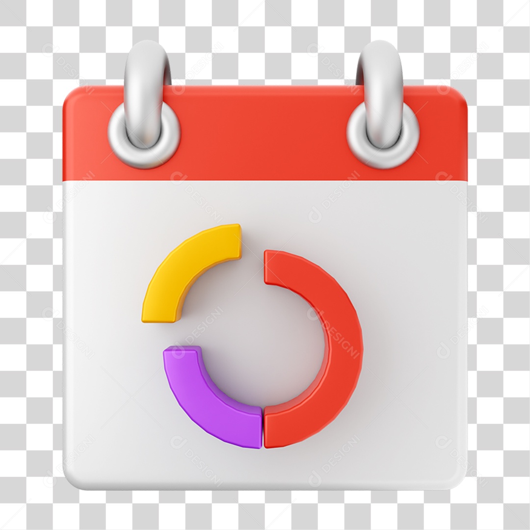 Elemento 3D Calendário para Composição PNG Transparente