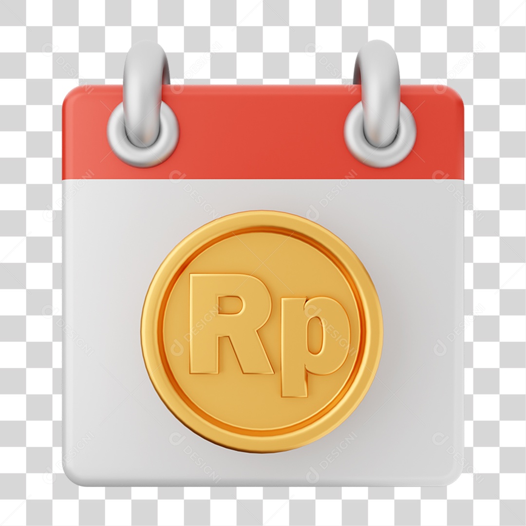 Elemento 3D Calendário Moeda Virtual para Composição PNG Transparente