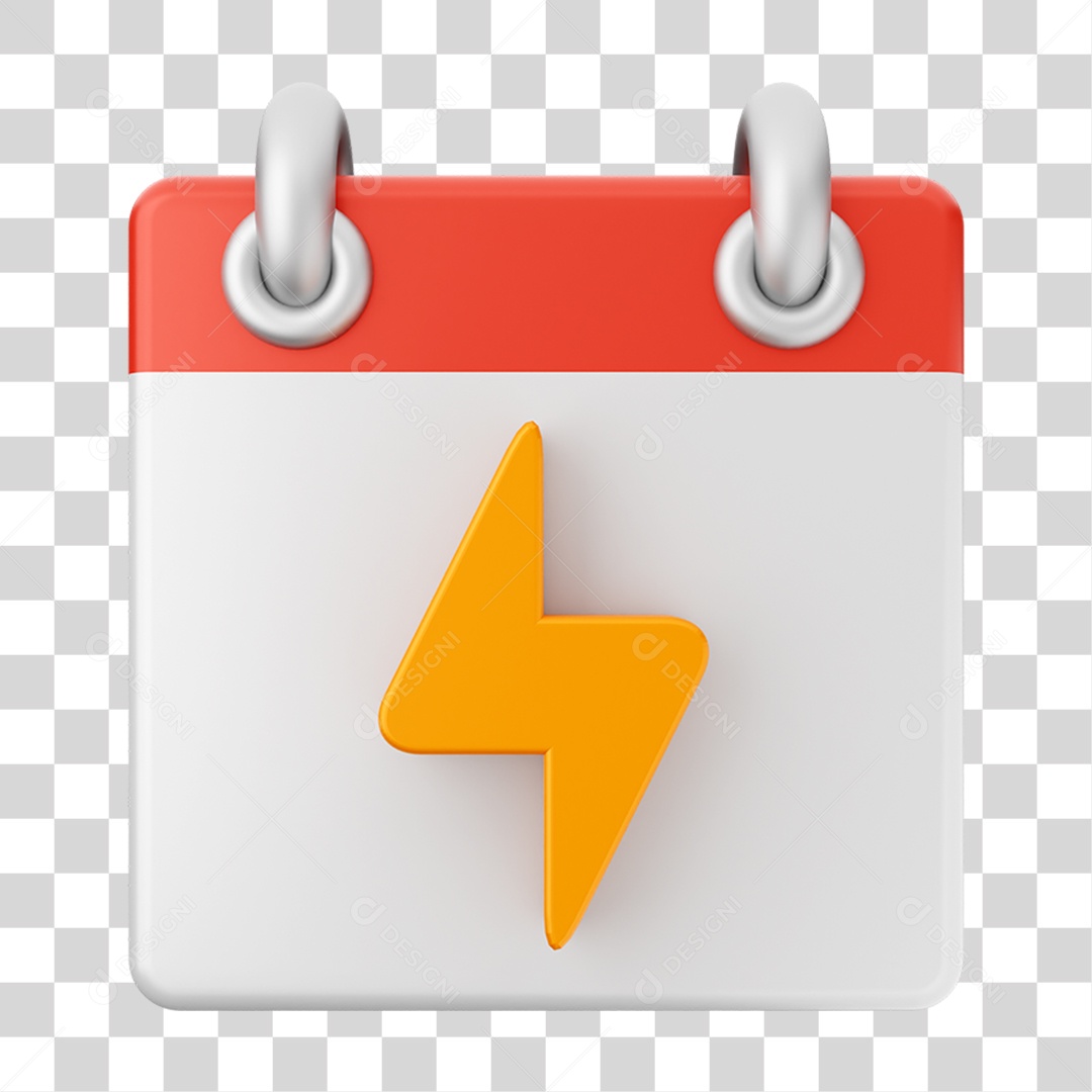 Elemento 3D Calendário Raio para Composição PNG Transparente