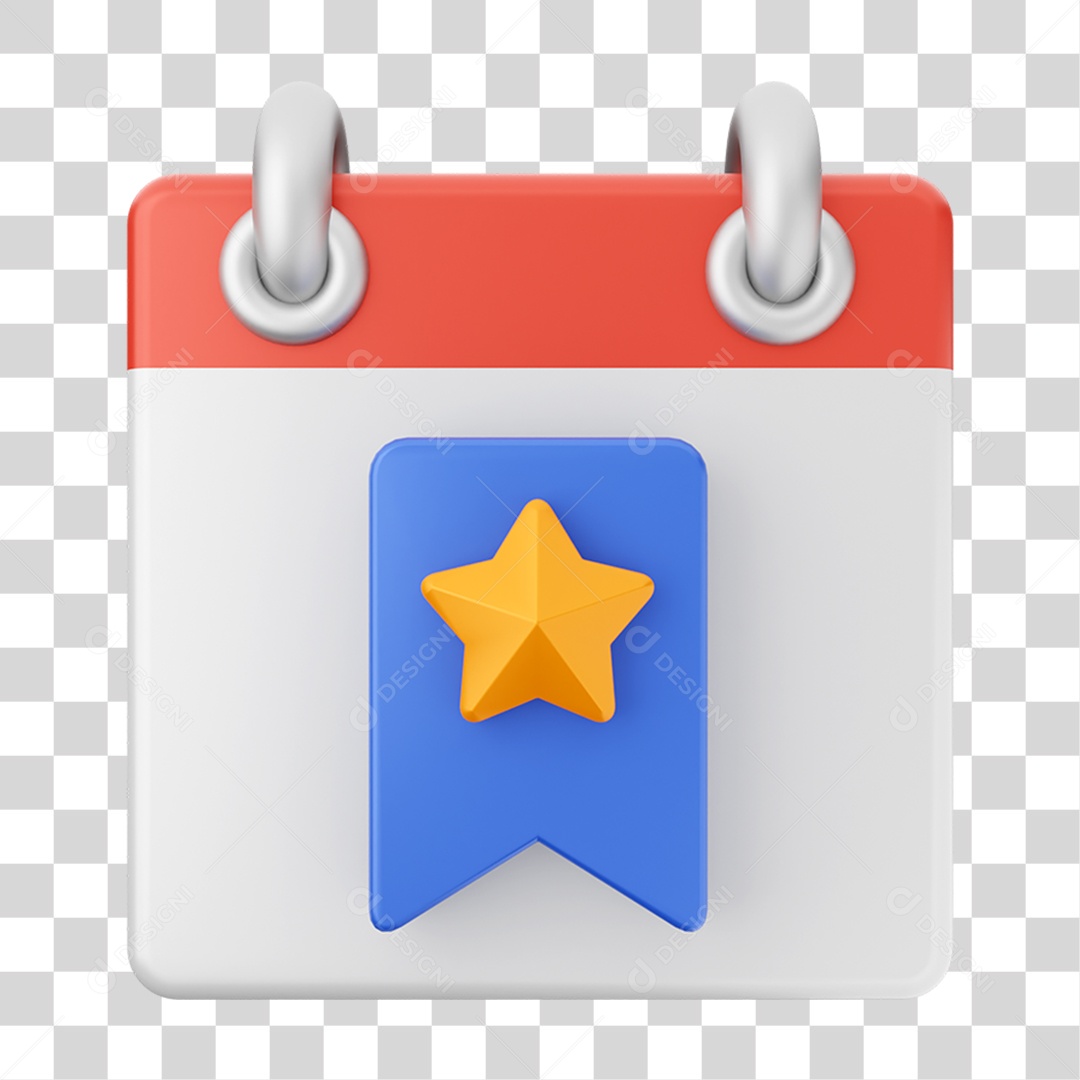 Elemento 3D Calendário para Composição PNG Transparente