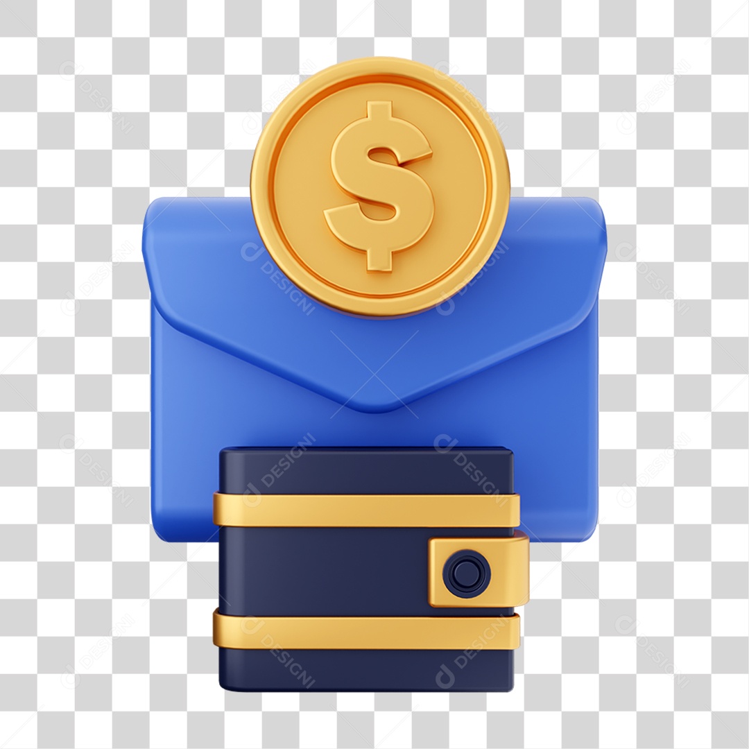 Elemento 3D Dinheiro Dólar Moeda de Ouro para Composição PNG Transparente