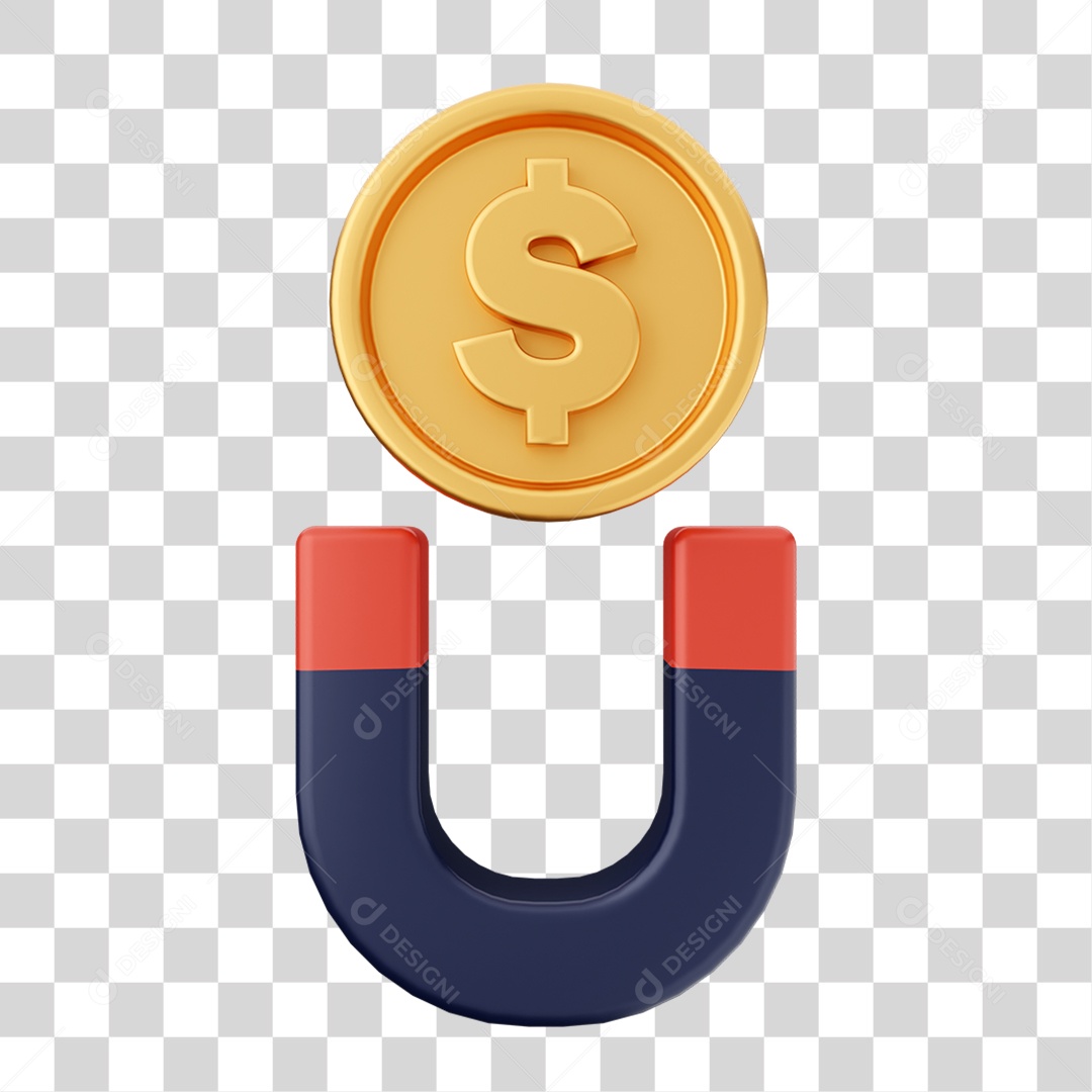 3D Money Dollar Gold Coin Element for Transparent PNG Composition