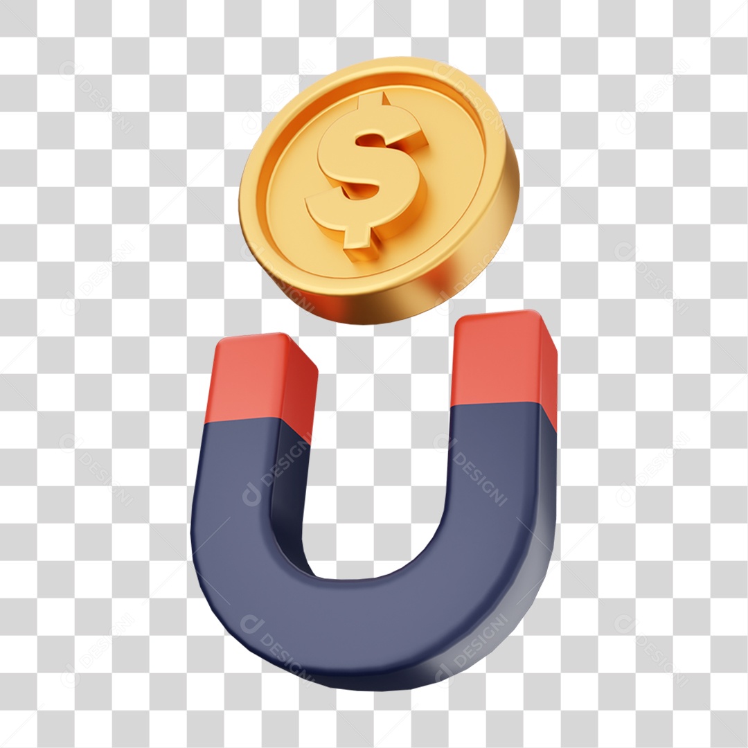 Elemento 3D Dinheiro Dólar Moeda de Ouro para Composição PNG Transparente