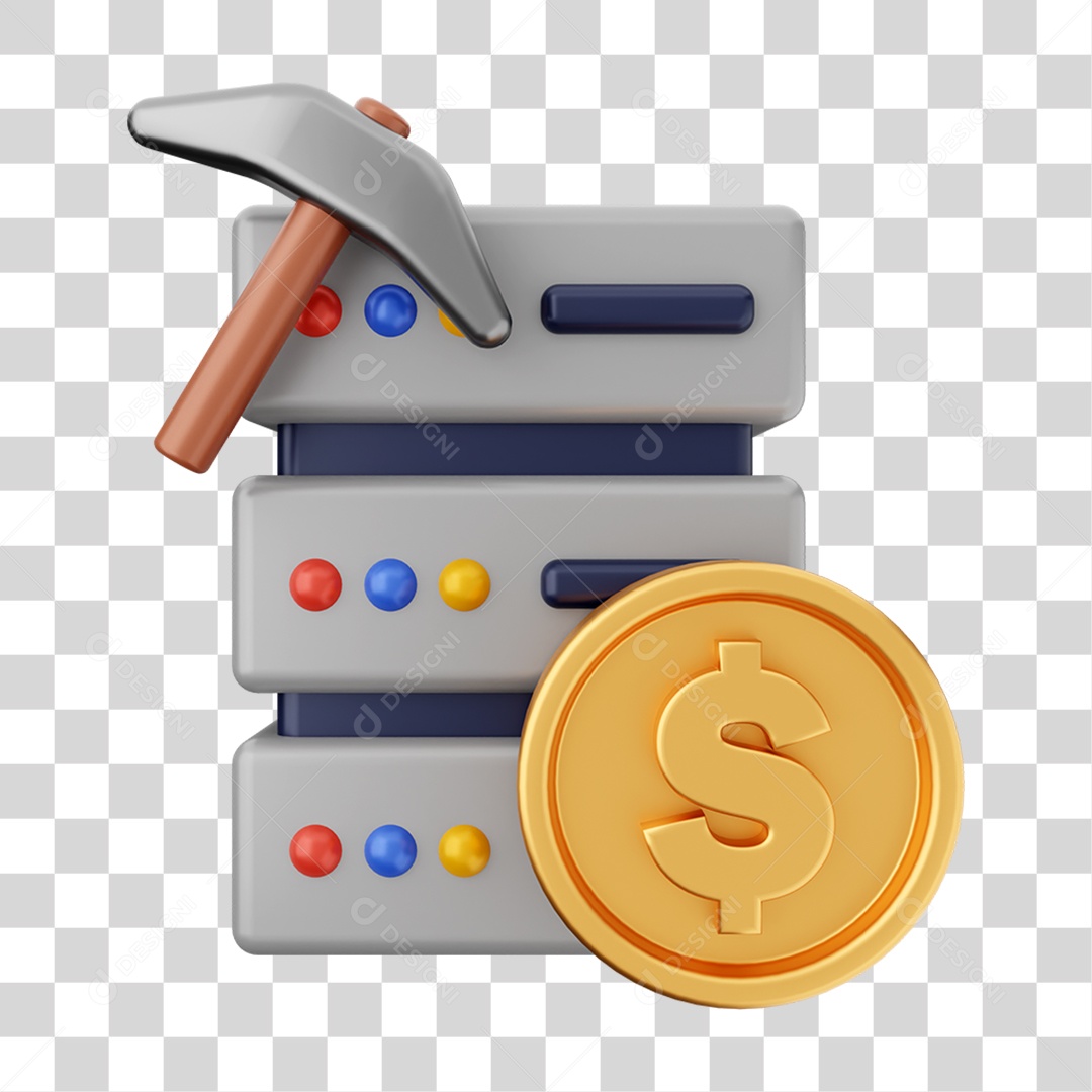 Elemento 3D Dinheiro Dólar Moeda de Ouro para Composição PNG Transparente