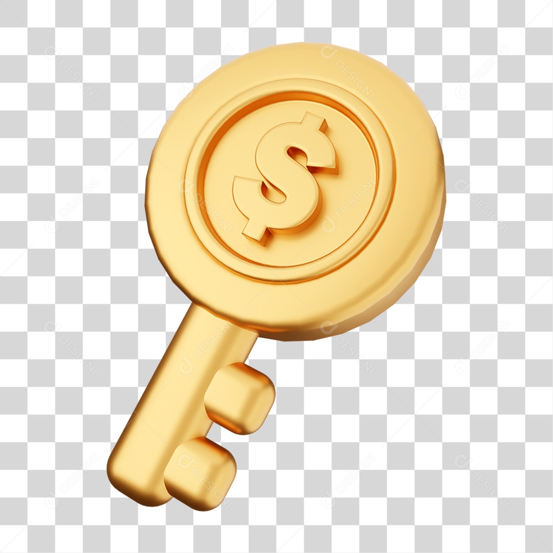 3D Money Dollar Gold Coin Element for Transparent PNG Composition