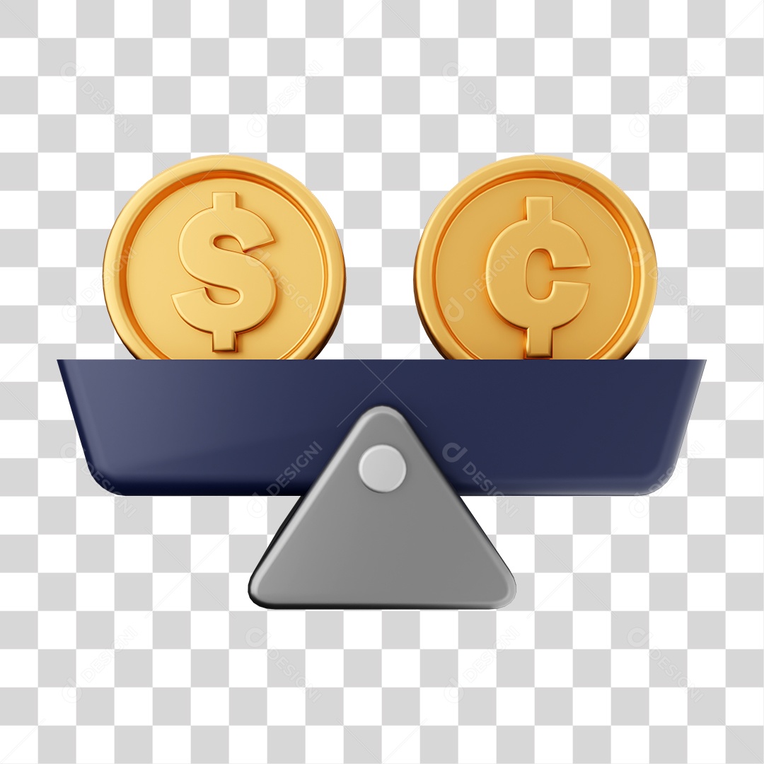 Elemento 3D Dinheiro Dólar Moeda de Ouro para Composição PNG Transparente