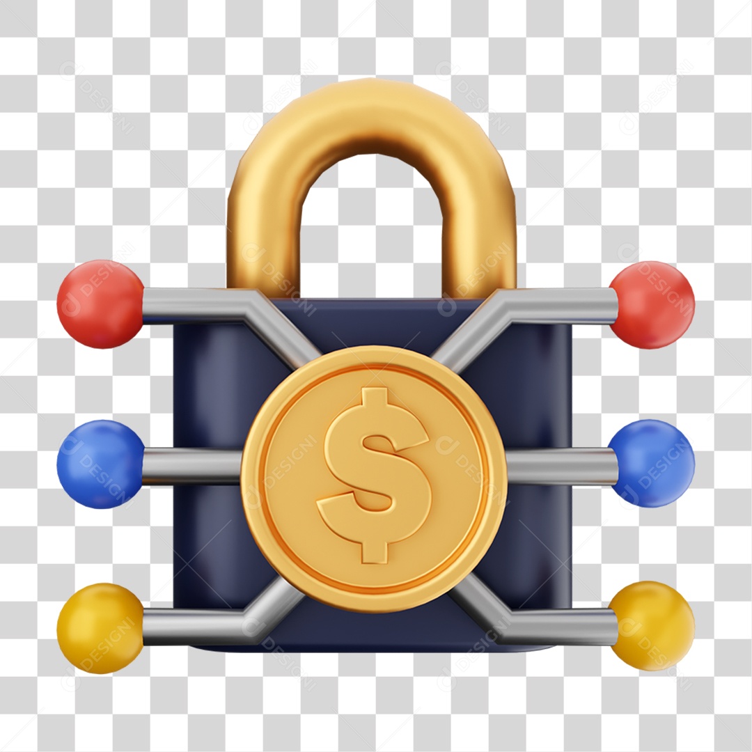 Elemento 3D Dinheiro Dólar Moeda de Ouro para Composição PNG Transparente