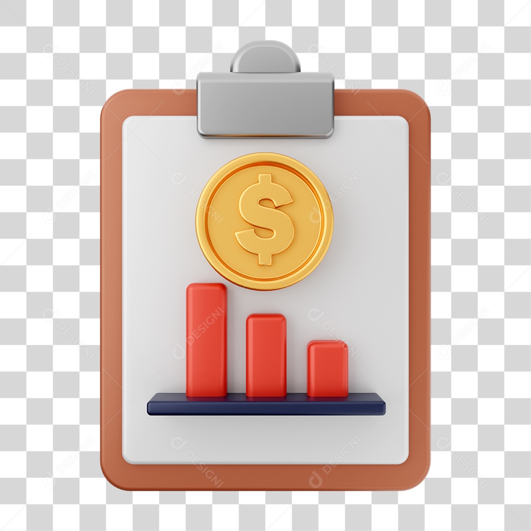 Elemento 3D Dinheiro Dólar Moeda de Ouro para Composição PNG Transparente