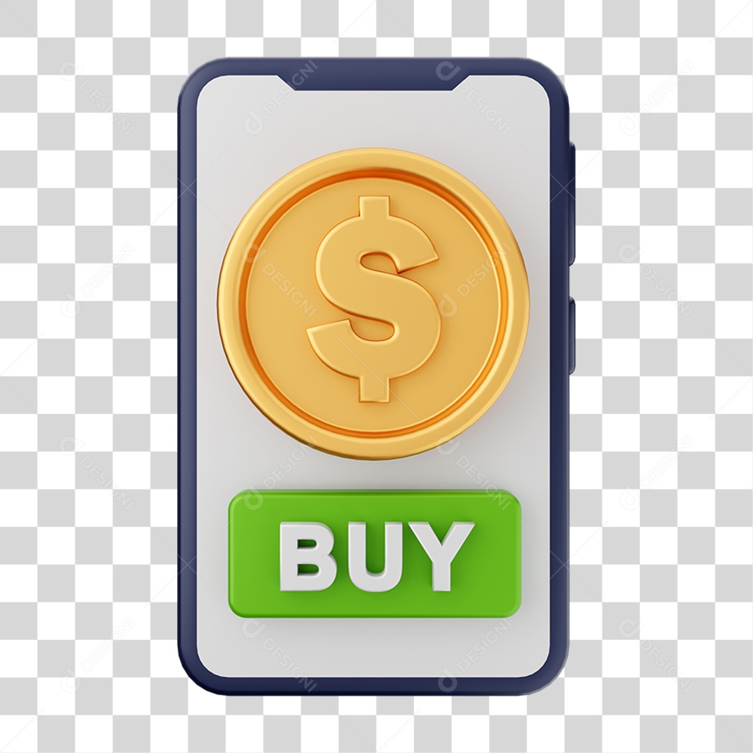 Elemento 3D Dinheiro Dólar Moeda de Ouro para Composição PNG Transparente