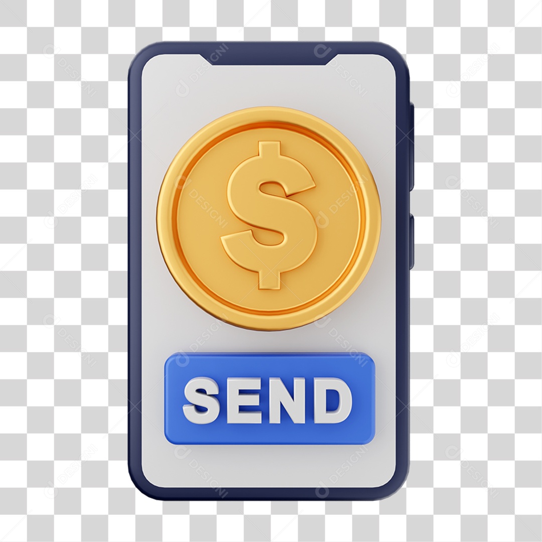 Elemento 3D Dinheiro Dólar Moeda de Ouro para Composição PNG Transparente