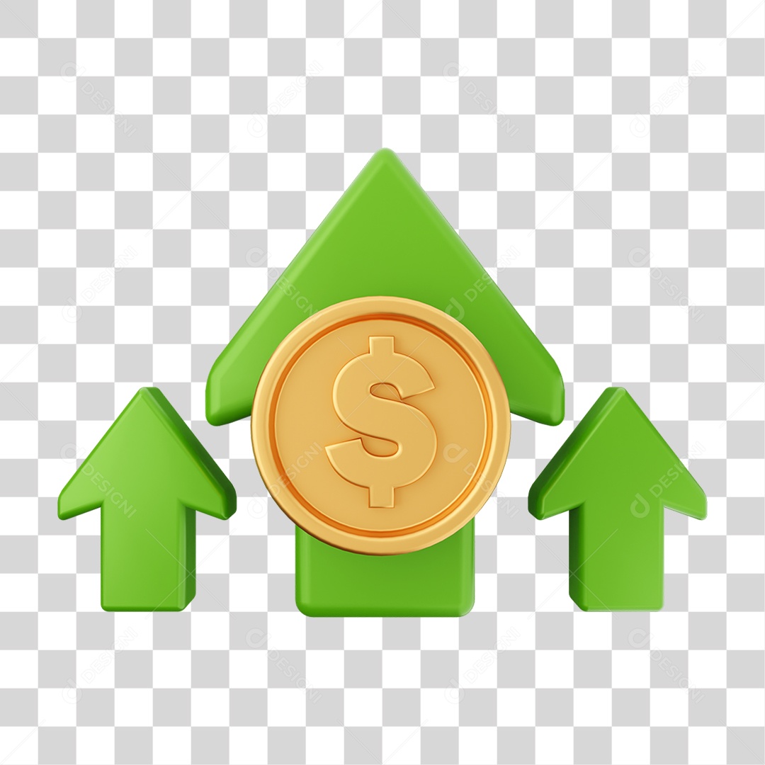 Elemento 3D Dinheiro Dólar Moeda de Ouro para Composição PNG Transparente