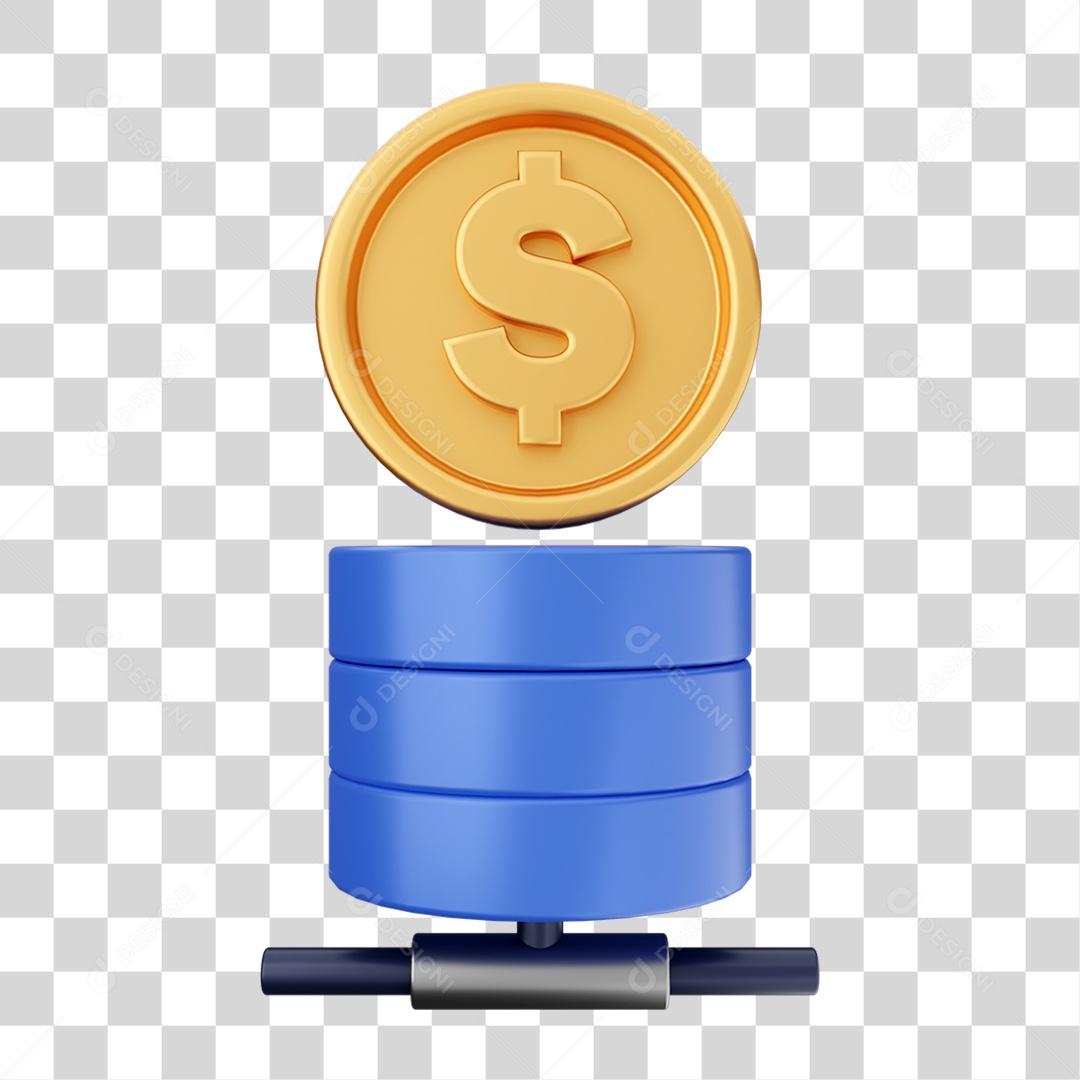 Elemento 3D Dinheiro Dólar Moeda de Ouro para Composição PNG Transparente
