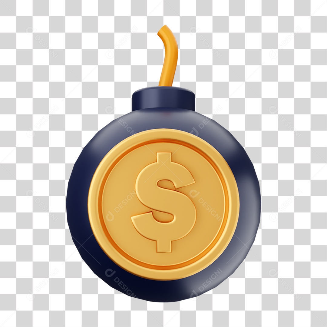 Elemento 3D Dinheiro Dólar Moeda de Ouro para Composição PNG Transparente