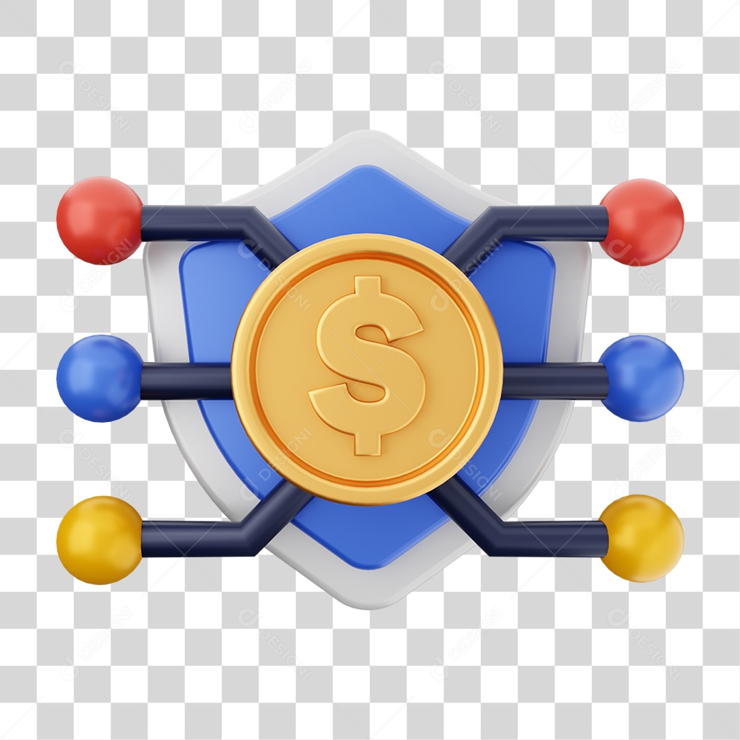 Elemento 3D Dinheiro Dólar Moeda de Ouro para Composição PNG Transparente