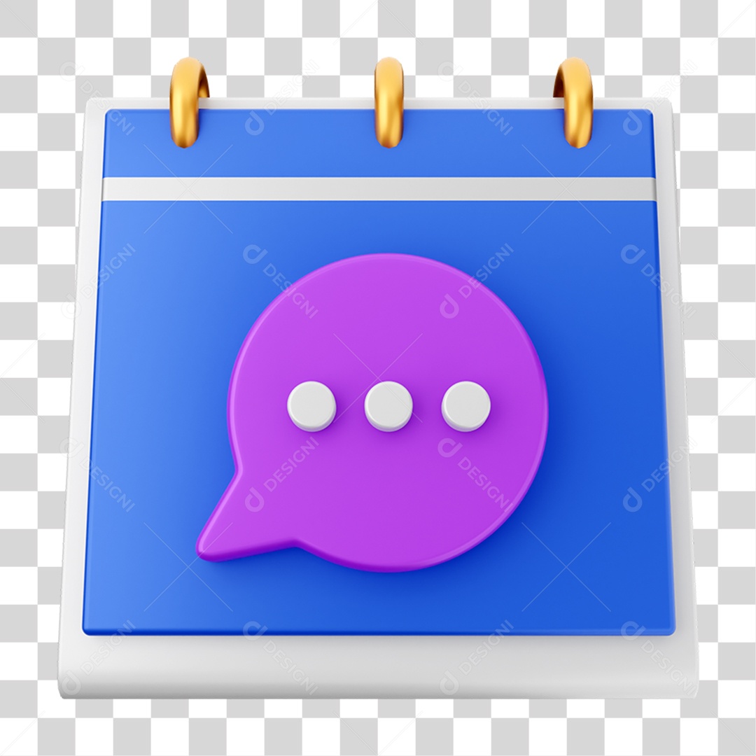 Elemento 3D Calendário Mensagem para Composição PNG Transparente