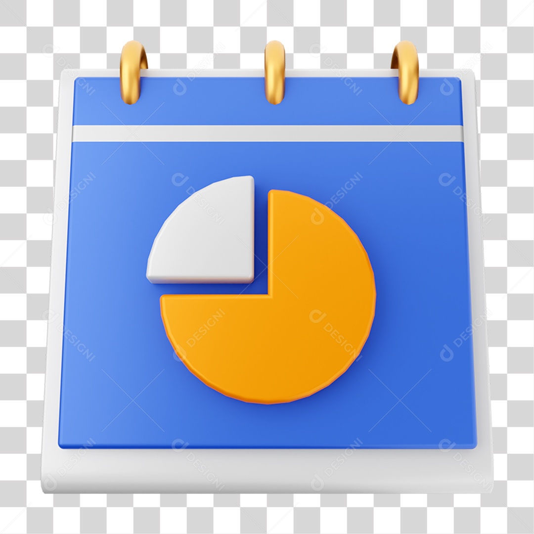 Elemento 3D Calendário Gráficos para Composição PNG Transparente