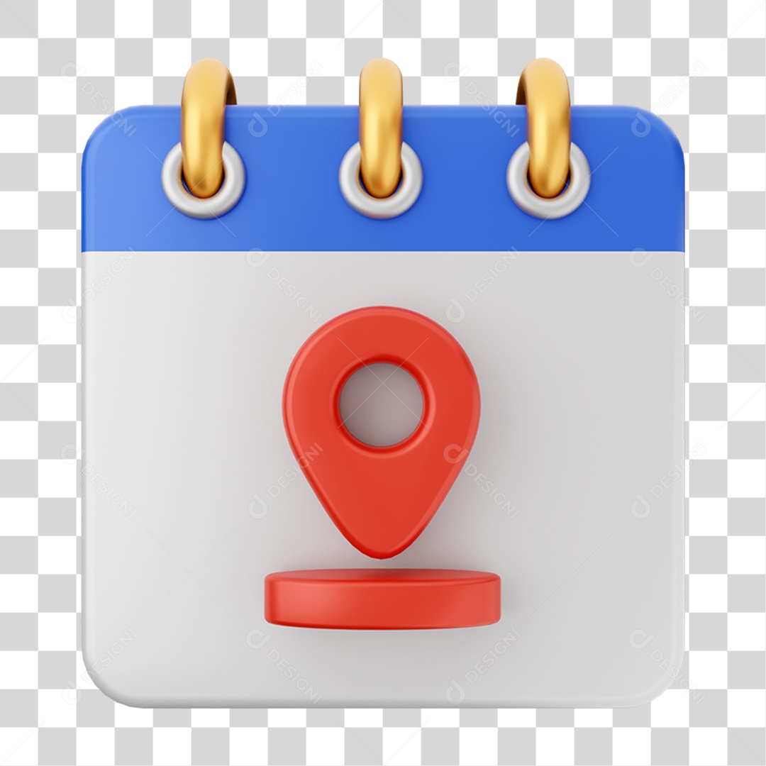 Elemento 3D Calendário Pin de Localização para Composição PNG Transparente
