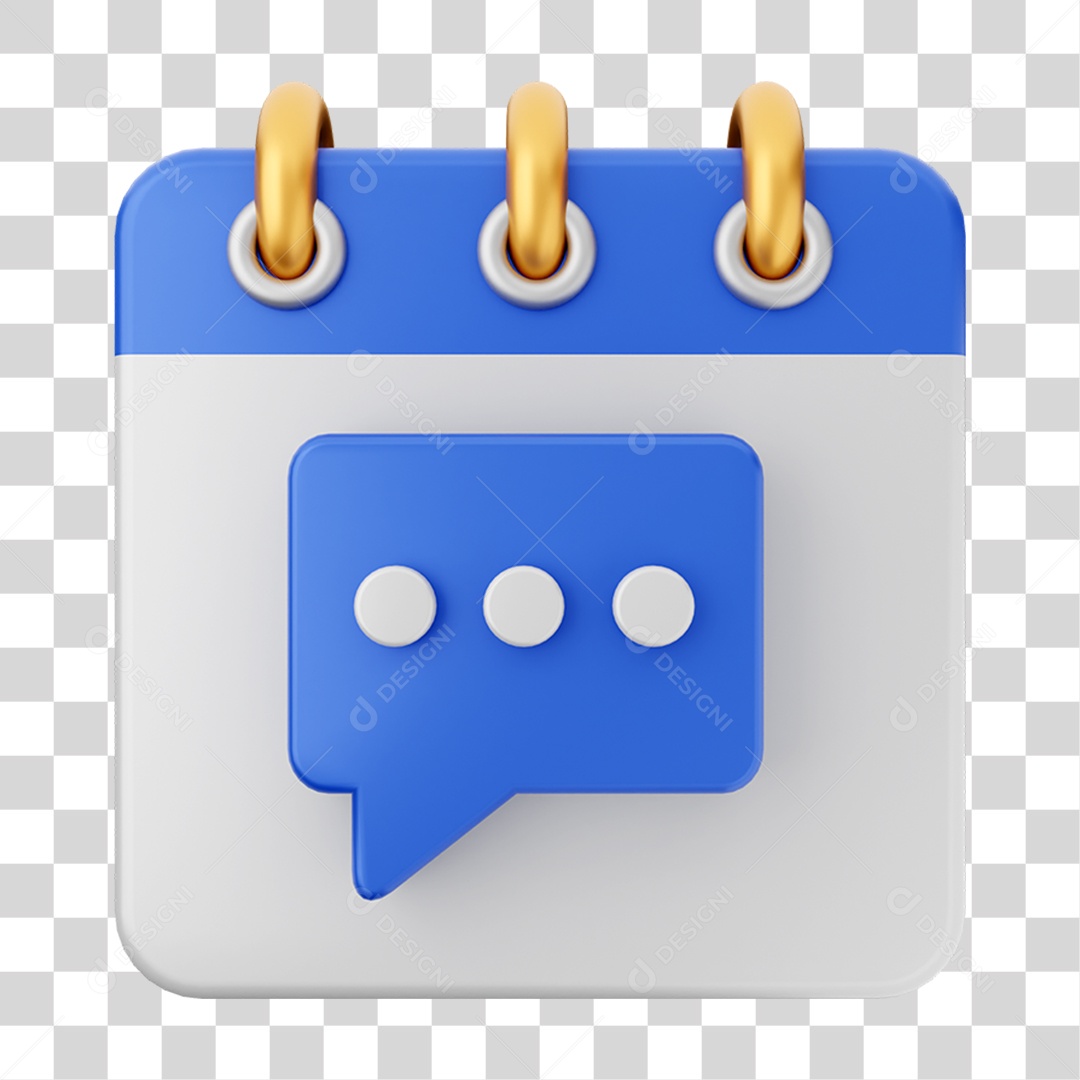 Elemento 3D Calendário Mesagem para Composição PNG Transparente