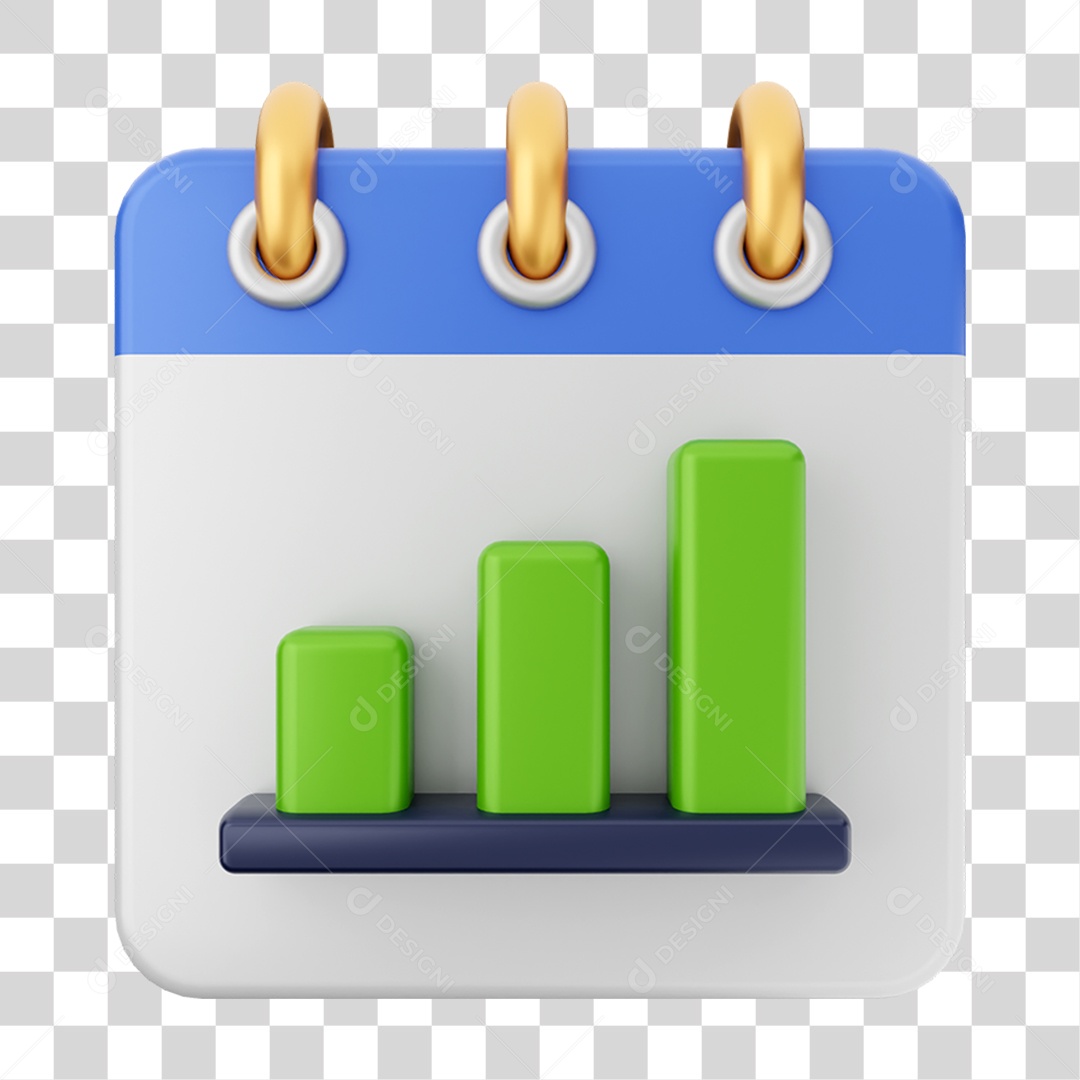 Elemento 3D Calendário Gráficos para Composição PNG Transparente