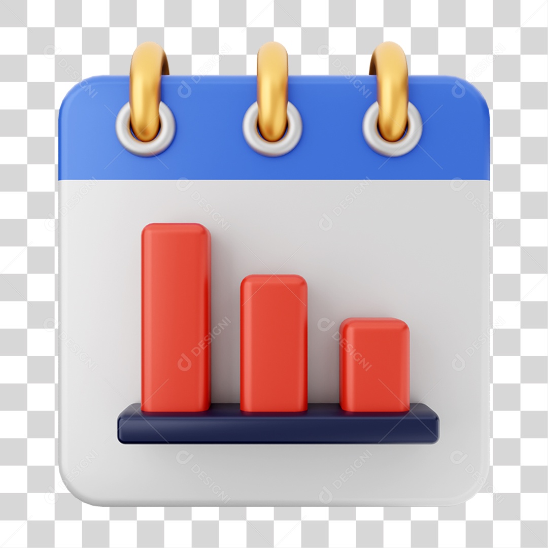 Elemento 3D Calendário Gráficos para Composição PNG Transparente
