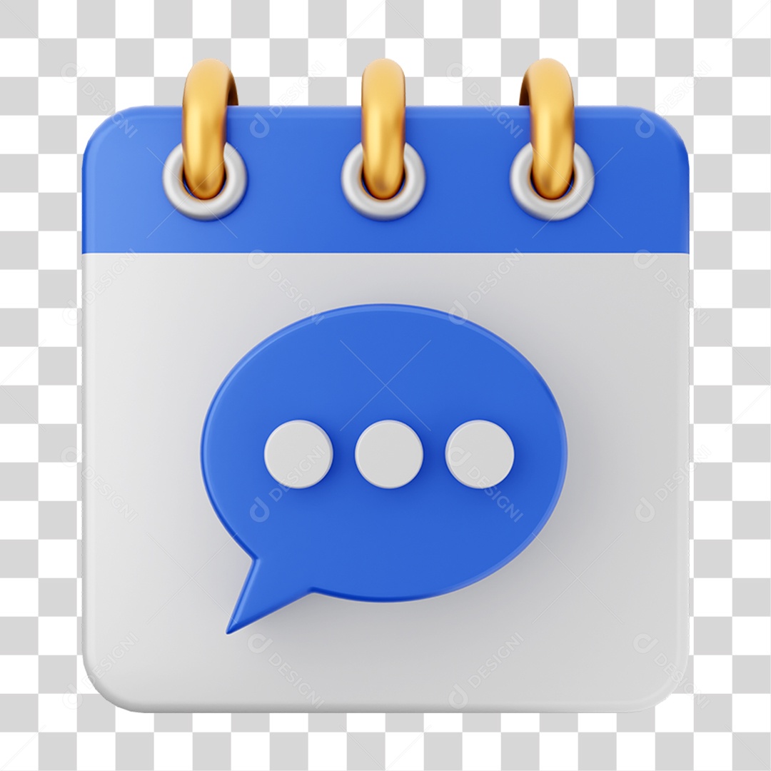 Elemento 3D Calendário Mensagem para Composição PNG Transparente