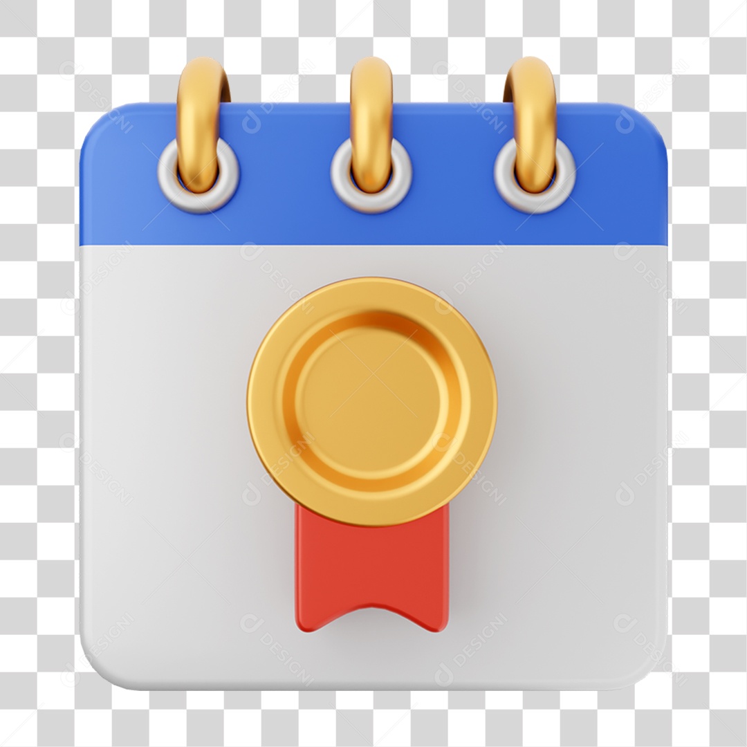 3D Calendar Element for Transparent PNG Composition