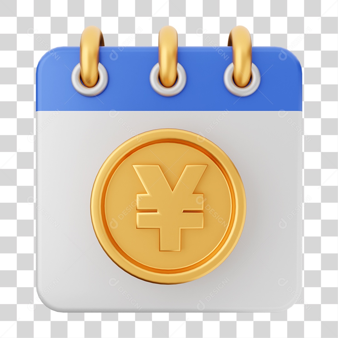 Elemento 3D Calendário Moeda Virtual para Composição PNG Transparente