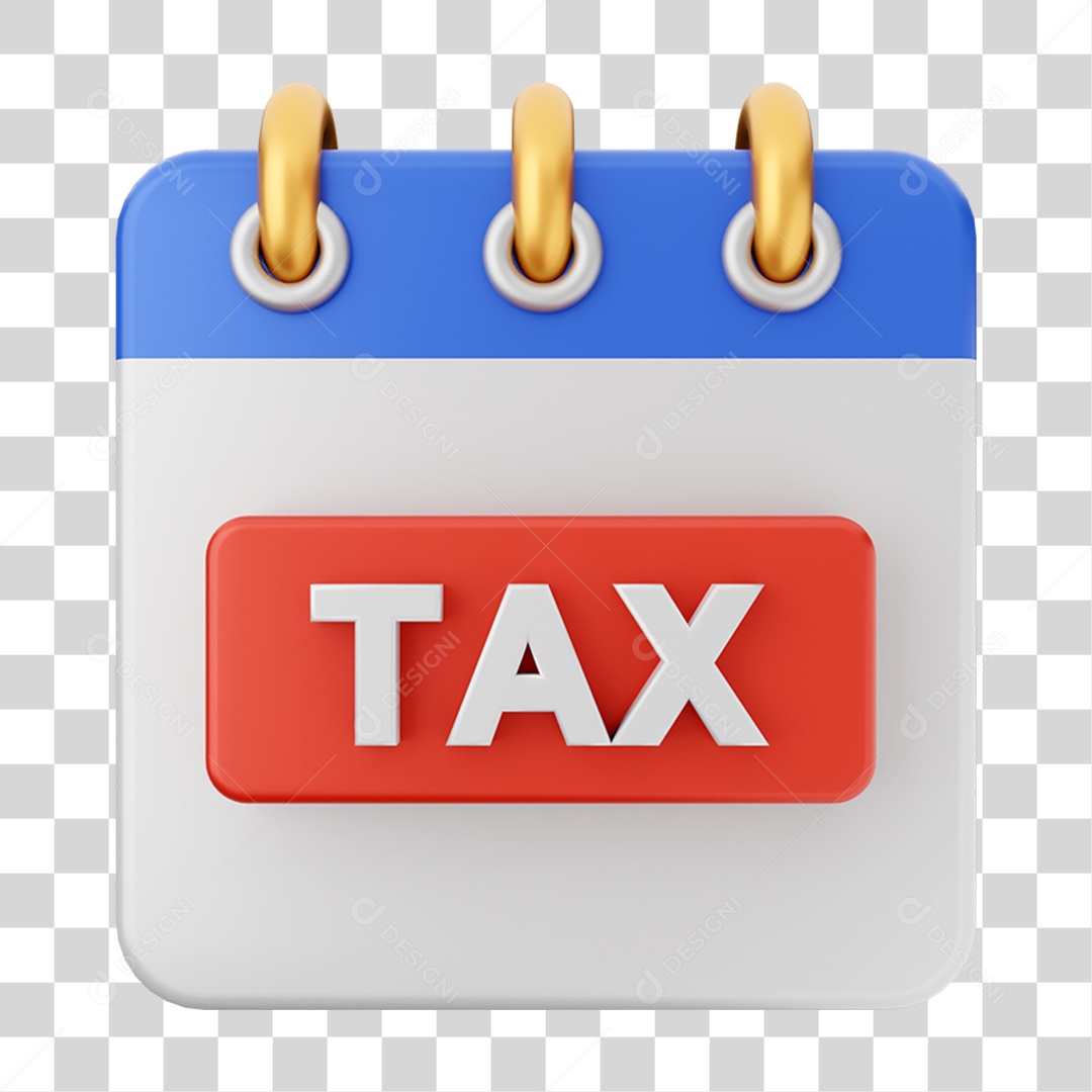Elemento 3D Calendário Tax para Composição PNG Transparente