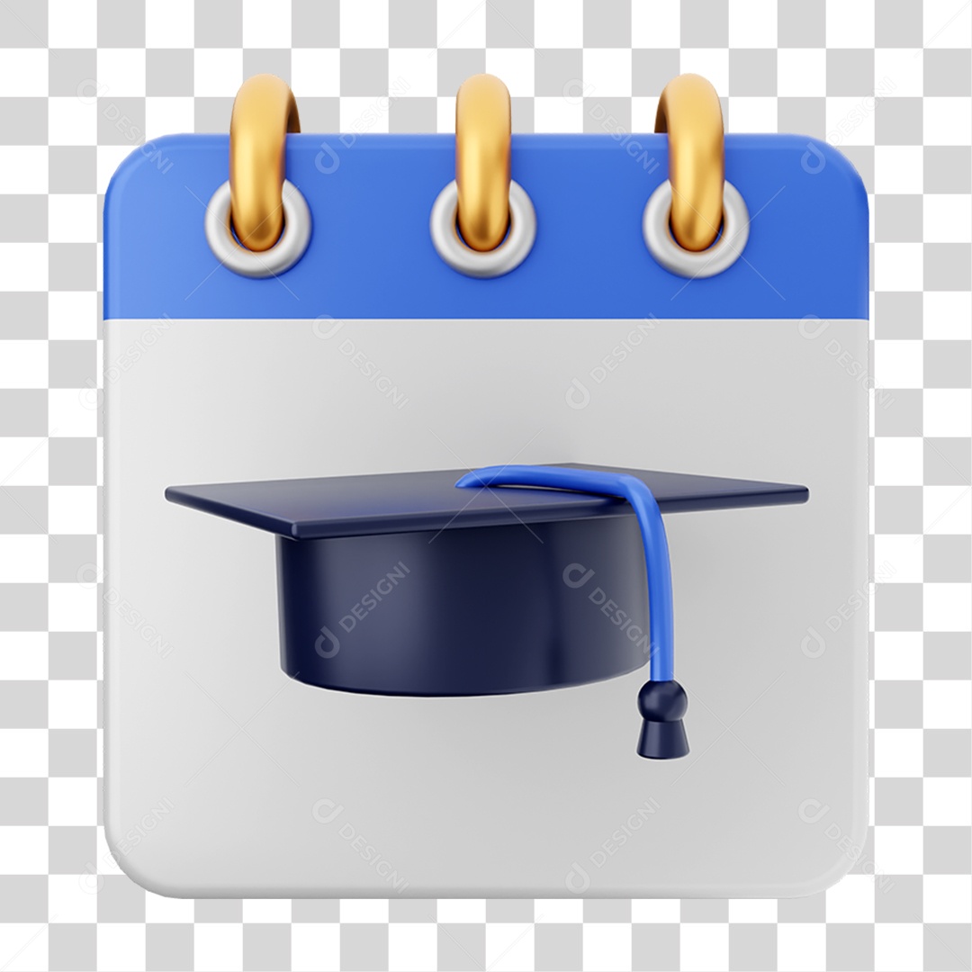 Elemento 3D Calendário Chapeu para Composição PNG Transparente